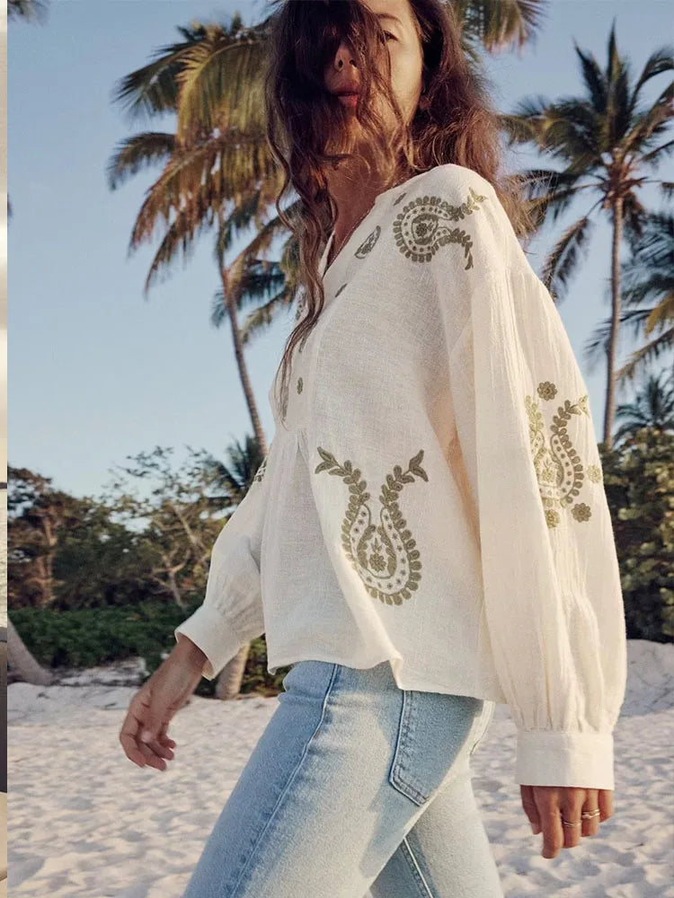 Amélie & Rose™ | Emma - Boho Cotton Blouse