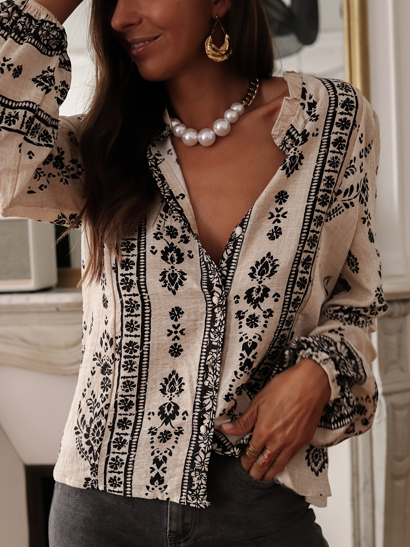 Amélie & Rose™ | Elegant Floral Print Blouse